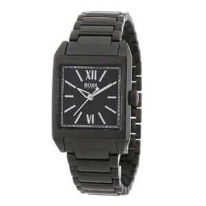Hugo Boss women's Black steel tank watch new in box